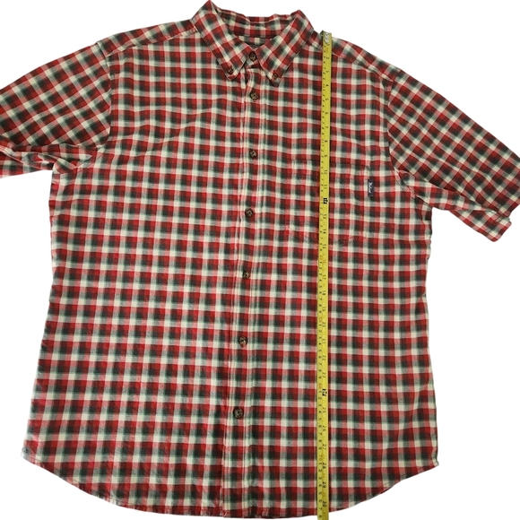 WOOLRICH Red Green Plaid Short Sleeve Button-Up Shirt โ size large - Picture 8 of 10